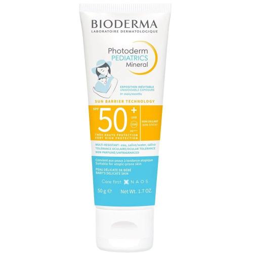 Bioderma Photoderm Pediatrics Mineral Spf50+ Αντιηλιακό Γαλάκτωμα Προσώπου & Σώματος για Μωρά Πολύ Υψηλής Προστασίας Κατάλληλο για το Ευαίσθητο Δέρμα 50g